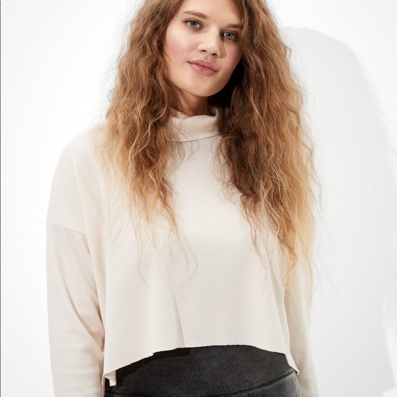 American Eagle Cropped Long Sleeve Mock Neck - Picture 4 of 8